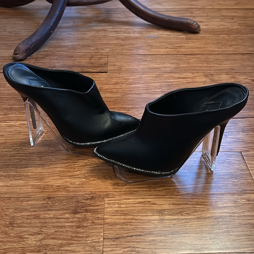 MACKINJ Rhinestone Trim Mule Heels - Picture 3 of 6